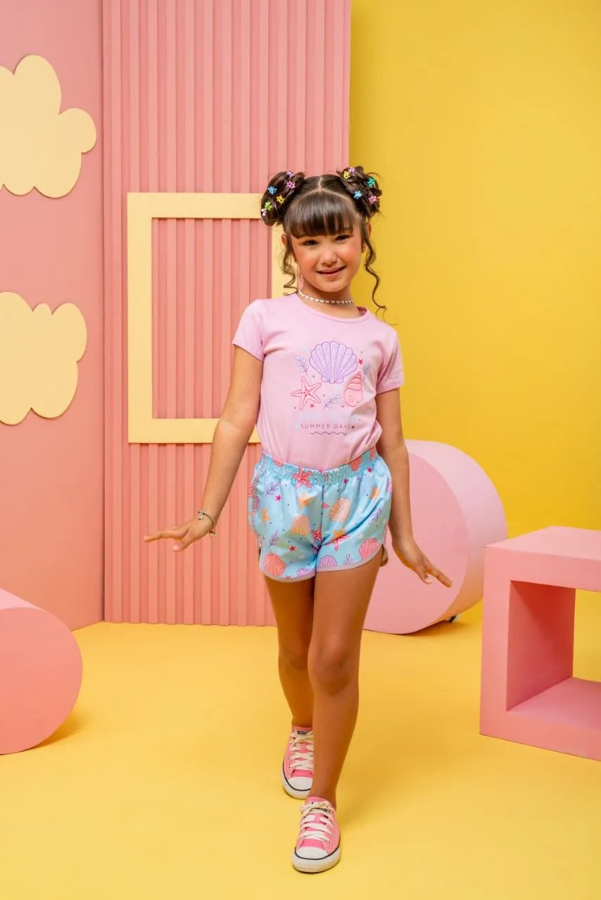 Conjunto Feminino Short e Camisa Basica - Loja de Roupa Infantil Bebela Moda Kids